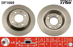 2x Bremsscheibe voll DF1669 TRW für SAAB 900 I Combi Coupe 900 I 9000 Schrägheck