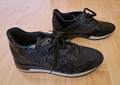 Geox respira Damen Sneaker schwarz Glitzer Leder Schuhe gemütlich flach Gr.35