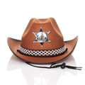 Cowboy Hut Kinder Sheriff Stern braun Zubehör Kostüm Fasching Karneval Western