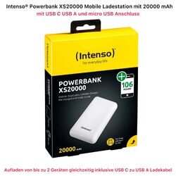 Intenso® Powerbank XS20000 Mobile Ladestation mit 20000 mAh Weiß ￼Neu Ovp