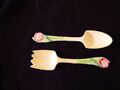 VINTAGE Carltonware Wild Rose Löffel und Gabel Salat Server ca 1938.