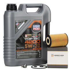 5L LIQUI MOLY Motoröl TOP TEC 4200 5W30 + HIRSCHER Ölfilter für VAG 1.6/2.0 TDI