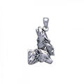 Loyales Wolfspaar 925 Sterlingsilber Anhänger feines Tier Totem Geist Schmuck