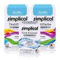 Simplicol Textilfarbe expert 2x Azur-Blau 150g & 1x Farb-Fixierer Expert 90ml