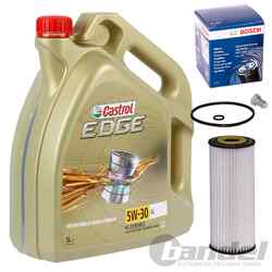 BOSCH ÖLFILTER 5 Liter MOTORÖL 5W-30 Castrol Edge + Schraube passend für VW AUDI