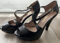 Vera Gomma Peeptoes Plateaupumps High Heels Sandalen Gr. 37 schwarz Leder