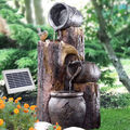 SOLAR GARTENBRUNNEN SPRING BRUNNEN WASSERSPIEL ZIERBRUNNEN KASKADEN TEICH PUMPE