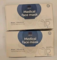 ABENA® - medical face mask ( OP Masken )  Typ IIR Mundschutz In Blue 2x 50 Stck.