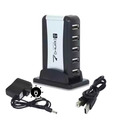 O19C 7 Ports USB Hub 2.0 mit Netzteil USB Verteiler mit Standfuß für PC Laptop