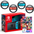 Nintendo Switch Konsolenpaket mit Mario Kart 8, 4x Joy-Con & 4x Lenkrädern