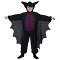 Fledermaus Kostüm 2 tlg Halloween Kinderkostüm Kinder Overall mit Kapuze