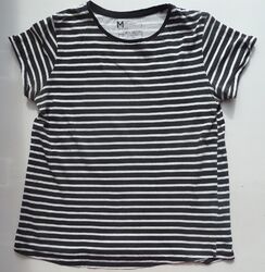 Damen T-Shirt - schwarz weiß gestreift - Gr. M