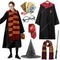 6er-Set Gryffindor Harry Potter Kostüm Robe Umhang Zauberstab Brille Hut Schals