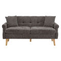 2 Sitzer Sofa Couch Chenille Polstersofa mit Massivholzbeine und Kissen Bronze