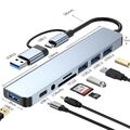 8-in-2 USB-C Hub Dockingstation mit Audio, MicroSD Kartenleser für Laptop/Tablet