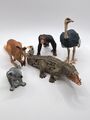 Original SCHLEICH 5x wilde Tiere Konvolut/Sammlung Alligator Känguru Strauss TOP