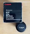 Canon EF 85mm f/1,8 USM Objektiv  - Schwarz