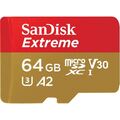 SanDisk Extreme microSDHC 170MB/s UHSI U3 V30 mit Adapter 64GB