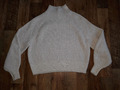 H&M Strickpullover Rippstrick Rollkragen Stehkragen mit Wolle Beige Gr. L