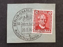 DR 1936 Mi. 605 Carl Benz Sonderstempel auf Briefstück 