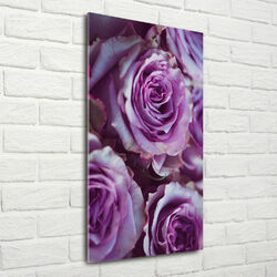 Wand-Bild Kunstdruck aus Acryl-Glas Hochformat 70x140 Lila Rosen