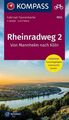 KOMPASS Fahrrad-Tourenkarte Rheinradweg 2, von Mannheim nach Köln 1:50 1379434-2