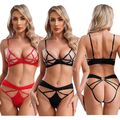 Damen sehen durch Strappy Dessous Open Butt G-String Slips verführerische Outfit