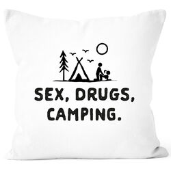 Kissen-Bezug Outdoor Design lustig Sex Drugs Camping Kissen-Hülle Deko-Kissen