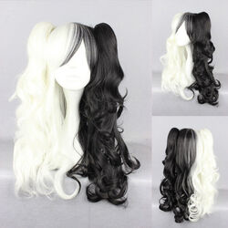 Ladieshair Cosplay Wig Perücke schwarz blond 70cm wellig Lolita Wig Karneval GTC