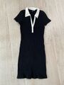 H&M Kleid Rippenstrick Strech schwarz Gr XS, S 36 Strick Top slim w NEU