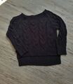 Damen Strick Pulli Pullover Mit Zopf Muster Grün M/l 