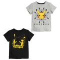 Pokemon Pikachu Kinder T-Shirt Kurzarm Shirt Baumwolle 110 bis 152 Grau/Schwarz