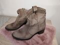 Damen-Cowboy-Boots von Tamaris, beige, Gr. 38, Wildleder-Optik