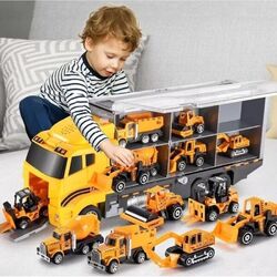 12 in 1 Kinder LKW Spielzeug Transporter Auto Truck Spielzeug Bagger Bulldozer