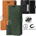 SURAZO® Echtes Ledertasche Schutzhülle Handyhülle Flip Case Wallet Etui Cover