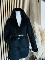 ⭐️ Teddy Jacke Mantel Schwarz Black Damen S / M Gefüttert Flauschig Warm Weich‼️