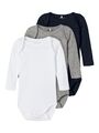 3 er Set Bodys name it NBF Body 13209205 Langarmbody uni blau, grau,weiß Gr. 98