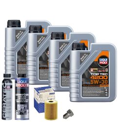 Motoröl 5W30 LIQUI MOLY 4L+MAHLE Ölfilter+Spülung+Cera Tec+Ölablassschraube