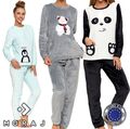 Damen Schlafanzug MORAJ Pyjama lang 2-Teiler Fleece Nachtanzug Pyjamahose 