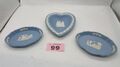 Vintage 3-teiliges Wedgwood blau Jaspis Pin & Schmuckstück Geschirr Set gebraucht