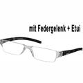 Damen Herren Lesebrille Sehhilfe Lesehilfe Federscharnier + Etui Transparent