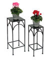 Blumenhocker Metall Schwarz Eckig Blumenständer 96132 2er Set Blumensäule Modern