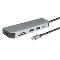 USB-C Docking-Station USB 3.2 Gen1 6-Port PD Laden HDMI Hub Adapter silber