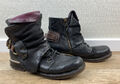 A.S.98 AIRSTEP Gr 38 Stiefeletten Leder Boots schwarz Schnürboots Mittelalter c9