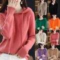 Winter Women Cashmere Sweater Casual Hoodie Pullover Hooded Knitted Tops Jumper&