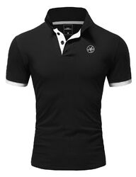 Herren Poloshirt Basic Kontrast Stickerei Kurzarm Polohemd T-Shirt 5103