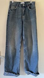 Zara Straight Jeans High Waist Mittelblau Größe M/38