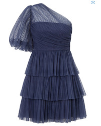 BY MALINA Festtag-Cocktail-Kleid mini Oneshoulder Tüll blau Größe M 38 NEU B228