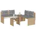 4-tlg. Garten-Sofagarnitur mit Kissen Beige Poly Rattan