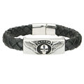 Herren-Armband Lederarmband mit Slider Skull Totenkopf + Verschluss Edelstahl